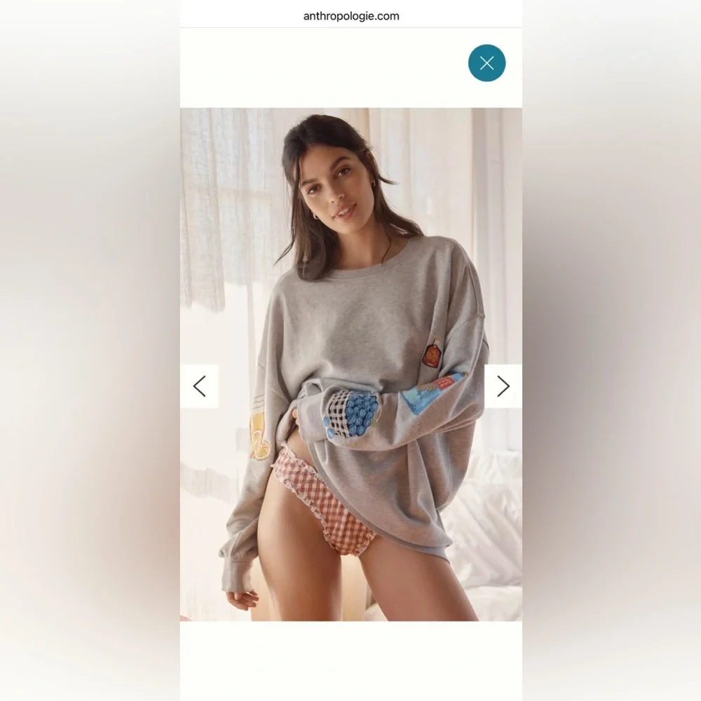 Anthropologie Gray Sweater with Colorful Embroidery - Picture 6 of 8